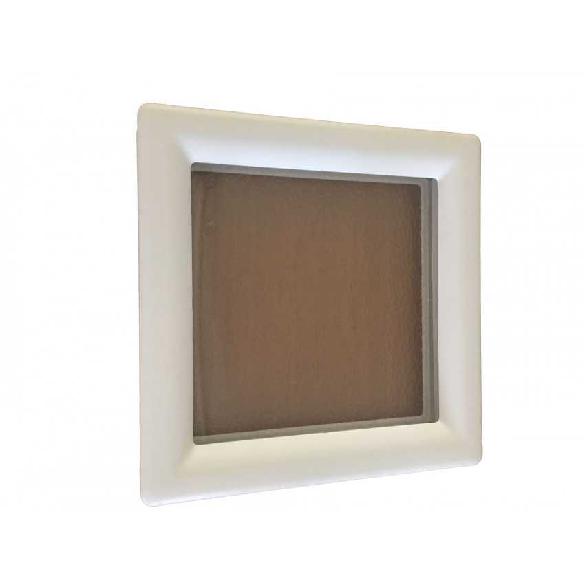 Hublot carré en PVC blanc, double vitrage plexiglas, brouillé, 290 mm