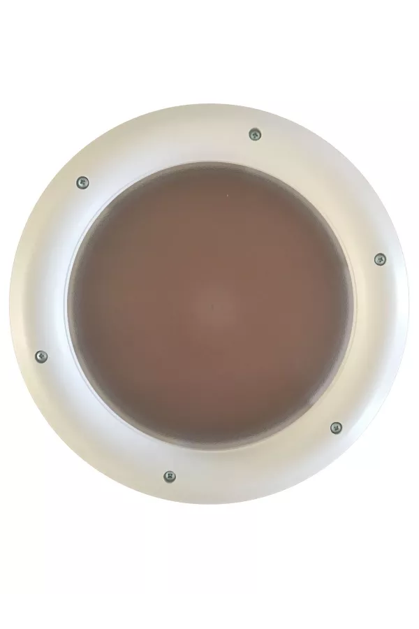 Hublot rond en PVC blanc, double vitrage plexiglas, brouillé, 315 mm