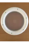 Hublot rond en PVC blanc, double vitrage plexiglas, brouillé, 315 mm