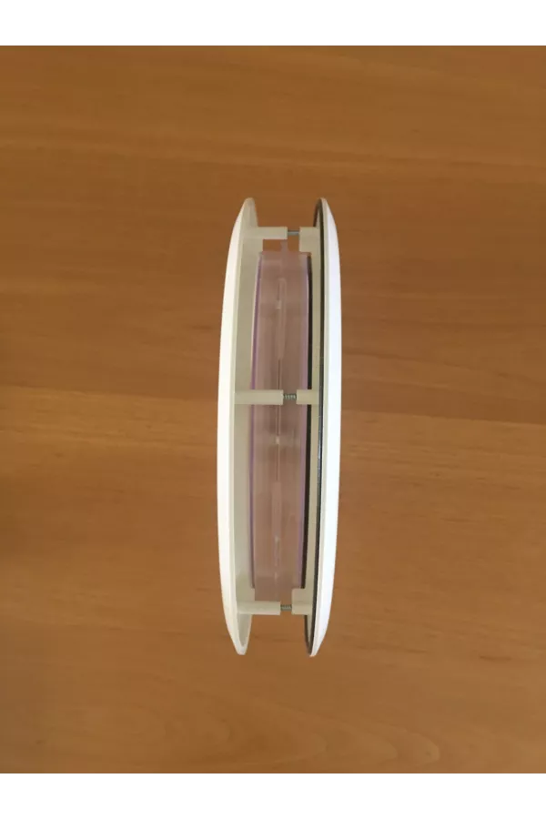 Hublot rond en PVC blanc, double vitrage plexiglas, brouillé, 315 mm