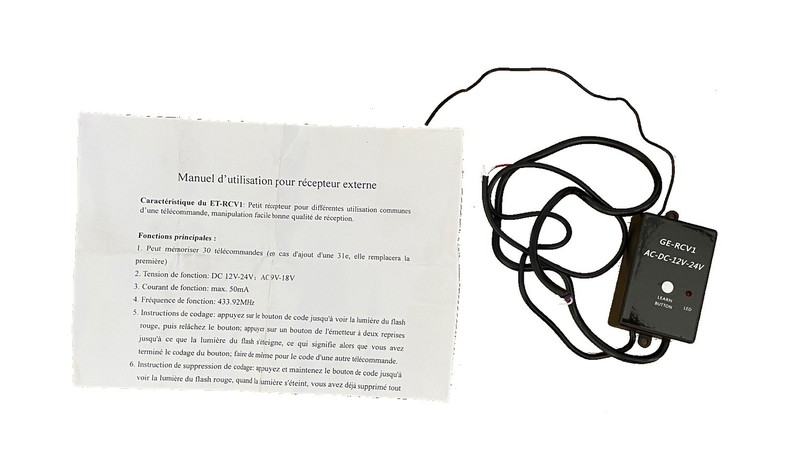 RÃ©cepteur radio externe pour moteur MAG-ET et ET-DOOR — vue latérale en Aquitaine