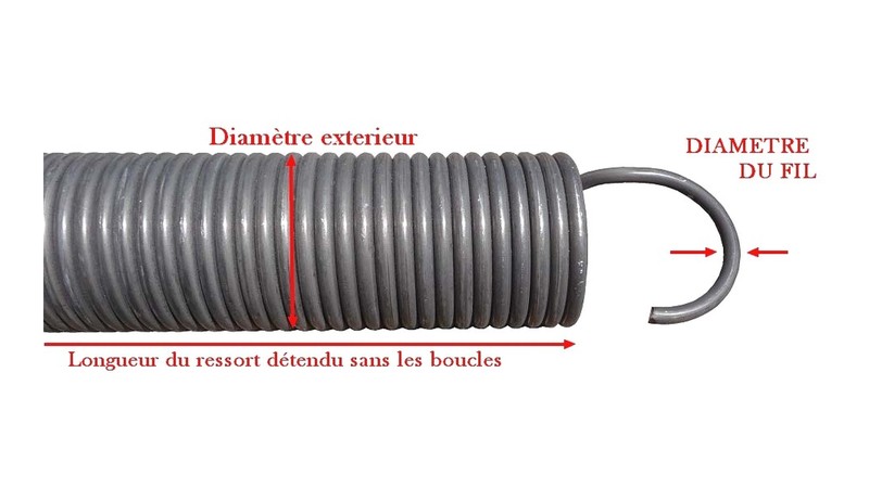 Ressort de traction MAGUISA Paris 670 x 3.5 x 31.2 mm pour porte de garage - vue de face