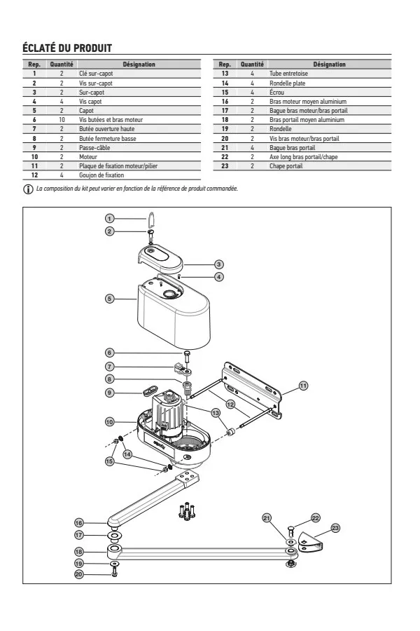 Moteur portail battant - AXOVIA MULTIPRO 3S io - PACK CON... — dimensions personnalisables en Loire