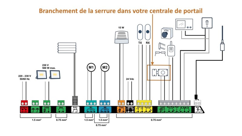 SERRURE ÃLECTRIQUE AVEC CANON 24V - SOMFY 9011073 — vue latérale en Provence