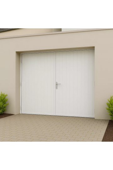 Porte de garage battante PVC sur mesure - vue de face | Bourgogne-Franche-Comte