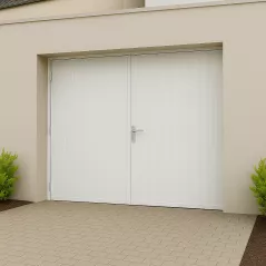 Porte de garage battante sur mesure en PVC | 4 battants ouverture intérieure