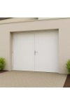 Porte de garage battante PVC avec hublots sur mesure - vue de face | Ile-de-France