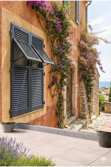 Volet battant aluminium niçois sur-mesure – projection provençale