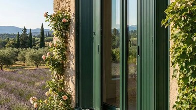 Jalousie aluminium plate sur mesure coloris vert RAL 6005 - Persienne coulissante alu laquée