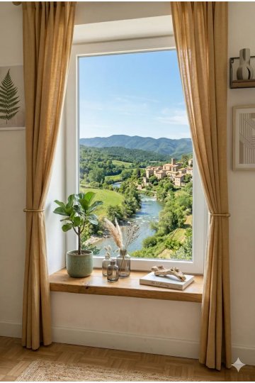 Fenêtre PVC fixe sans ouvrant sur mesure – vue intérieure avec lumière naturelle