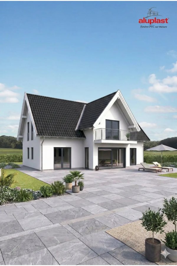 Fenêtre PVC sur mesure Aluplast – maison moderne avec baies vitrées