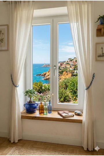 Fenêtre PVC sur mesure 2 ouvrants oscillo-battant – vue intérieure avec poignée