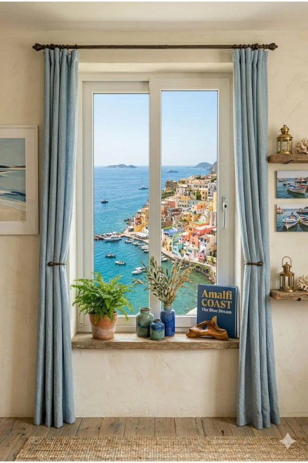 Baie coulissante PVC sur mesure oscillo-battant translation – vue intérieure lumière naturelle