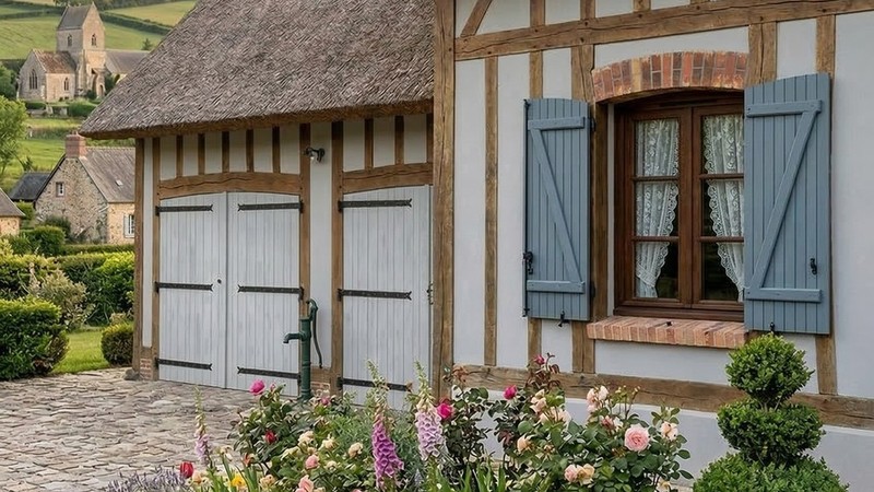 Porte de garage battante PVC deux battants ouverture exterieure sur mesure | Nouvelle Aquitaine