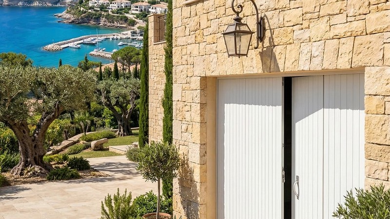 Porte de garage battante PVC quatre battants ouverture interieure sur mesure | Corse