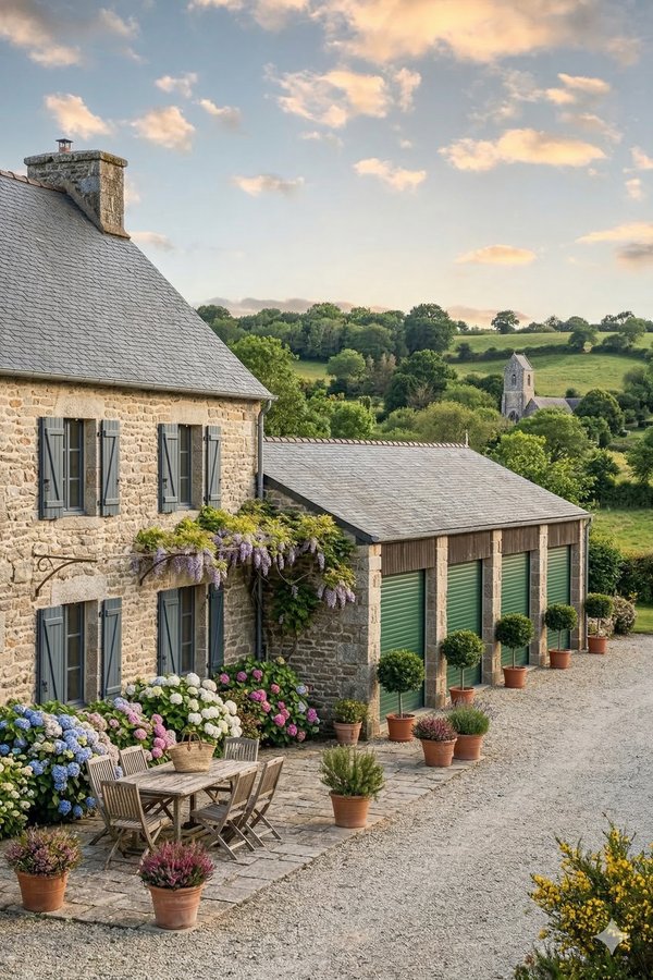 Porte de garage enroulable aluminium 77 isolee avec moteur - maison bretonne en Normandie