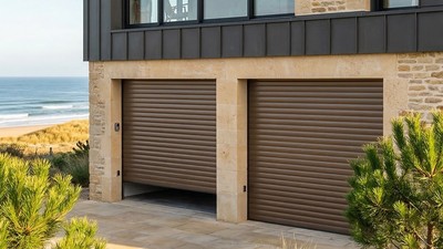 Porte de garage enroulable motorisée aluminium | Connectée Somfy IO