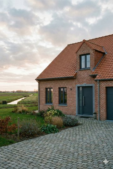 Fenetre PVC 2 ouvrants oscillo-battant sur mesure Aluplast - maison en briques dans le Nord