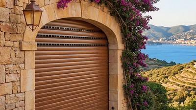 Porte de garage enroulable avec hublots aluminium | Lumière naturelle