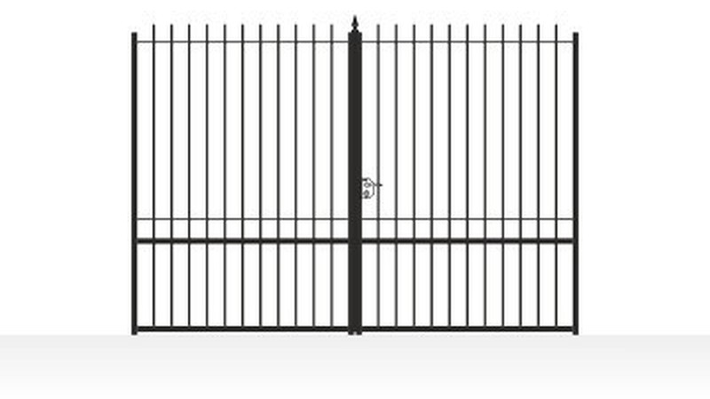Portail acier ajouré droit barreaux fer forgé - vue technique configurateur