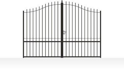 Portail acier chapeau de gendarme ajouré tradition fer forgé - vue technique configurateur