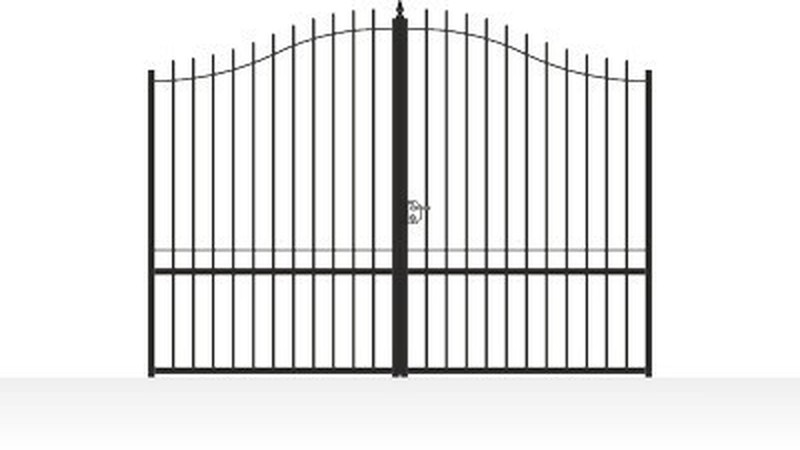 Portail acier chapeau de gendarme ajouré tradition fer forgé - vue technique configurateur