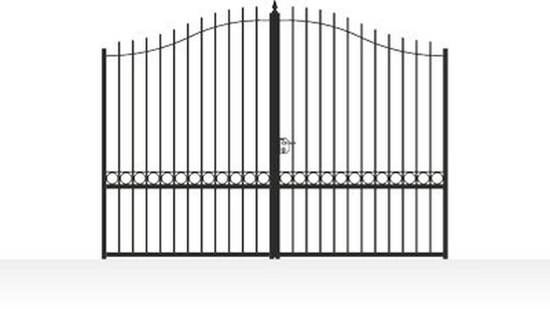Portail acier chapeau de gendarme ajouré élégant - vue technique configurateur