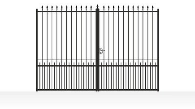 Portail acier ajouré droit barreaux ronds - vue technique configurateur