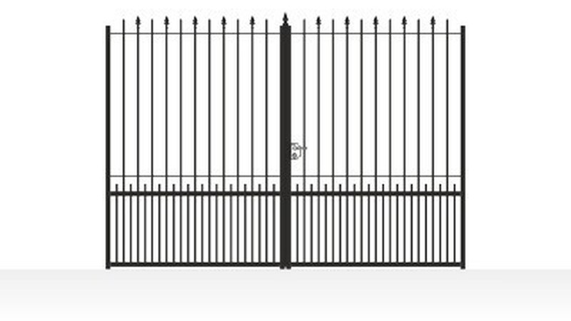 Portail acier ajouré droit barreaux ronds - vue technique configurateur