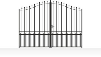 Portail acier chapeau de gendarme ajouré ferronnerie artisanale - vue technique configurateur