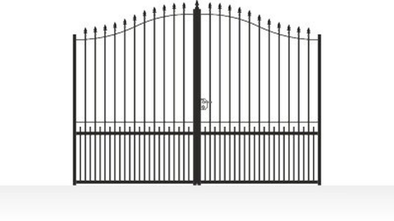 Portail acier chapeau de gendarme ajouré ferronnerie artisanale - vue technique configurateur