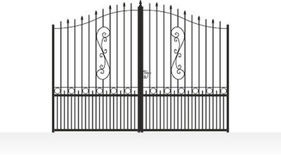 Portail acier chapeau de gendarme ajouré ferronnerie artisanale - vue technique configurateur