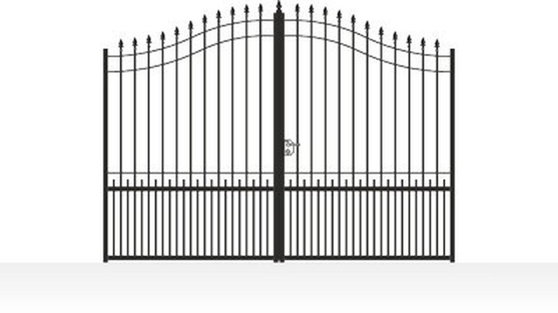 Portail acier chapeau de gendarme ajouré ornements décoratifs - vue technique configurateur