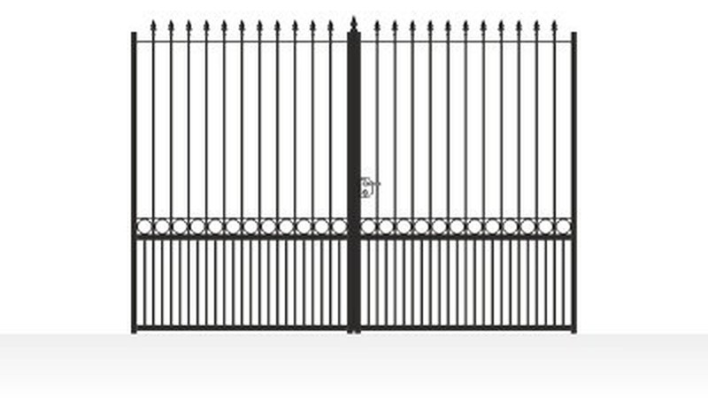 Portail acier ajouré droit vue dégagée - vue technique configurateur