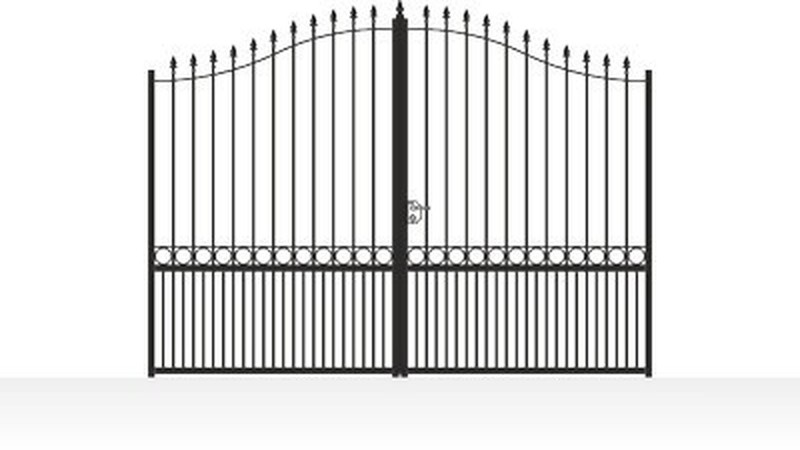 Portail acier ajouré droit barreaux fer forgé - vue technique configurateur