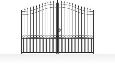 Portail acier chapeau de gendarme ajouré rosaces fer forgé - vue technique configurateur