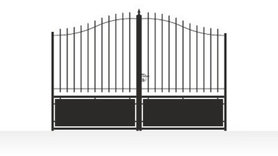 Portail acier chapeau de gendarme semi-plein tradition fer forgé - vue technique configurateur