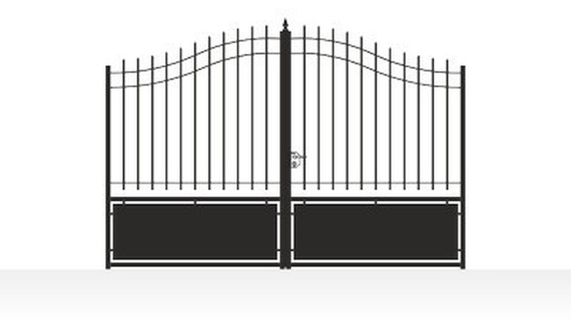 Portail acier chapeau de gendarme semi-plein classique - vue technique configurateur