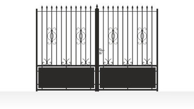 Portail acier droit semi-plein style moderne - vue technique configurateur