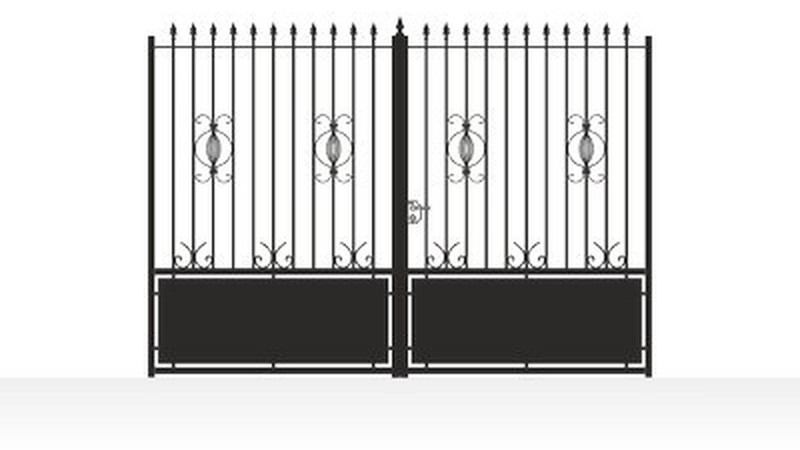 Portail acier droit semi-plein style moderne - vue technique configurateur