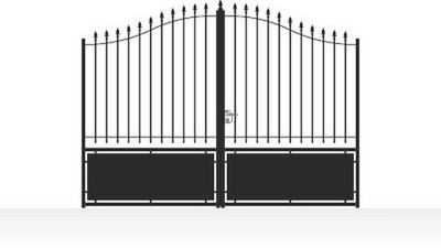 Portail acier chapeau de gendarme semi-plein fer forgé tradition - vue technique configurateur