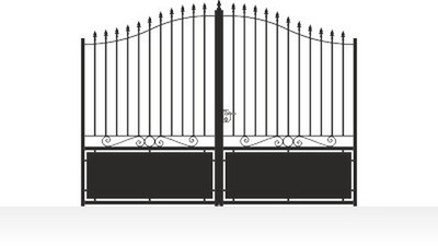 Portail acier chapeau de gendarme semi-plein élégant - vue technique configurateur