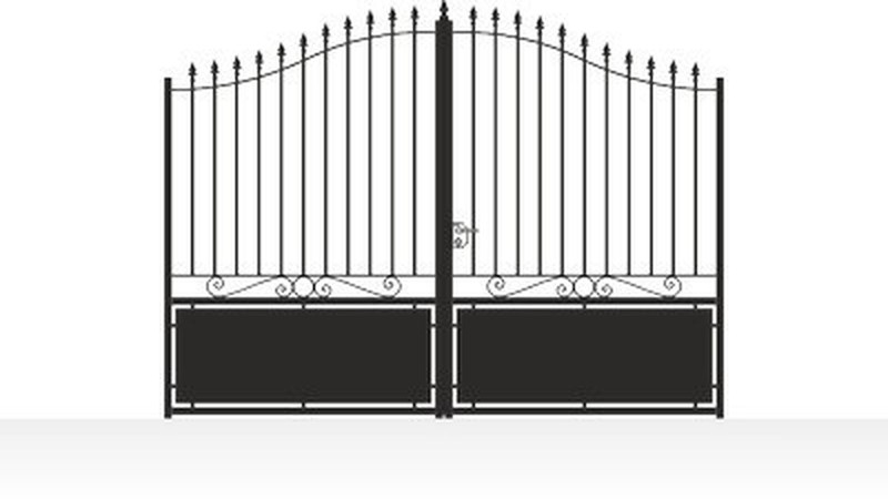 Portail acier chapeau de gendarme semi-plein élégant - vue technique configurateur