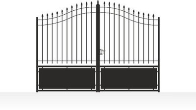 Portail acier chapeau de gendarme semi-plein soubassement tôle - vue technique configurateur