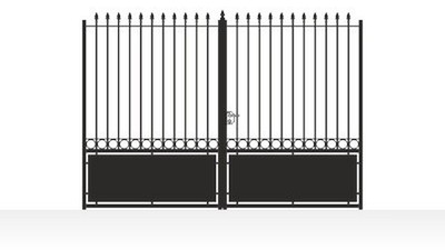 Portail acier droit semi-plein robuste - vue technique configurateur