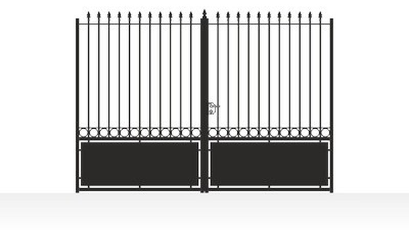 Portail acier droit semi-plein robuste - vue technique configurateur