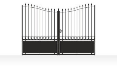 Portail acier chapeau de gendarme semi-plein robuste fer forgé - vue technique configurateur