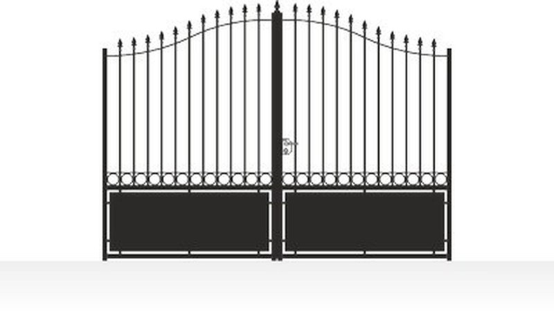 Portail acier chapeau de gendarme semi-plein design - vue technique configurateur