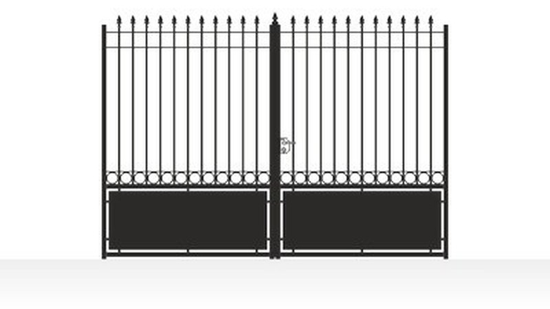 Portail acier droit semi-plein design sobre - vue technique configurateur