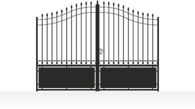 Portail acier chapeau de gendarme semi-plein sobre et élégant - vue technique configurateur